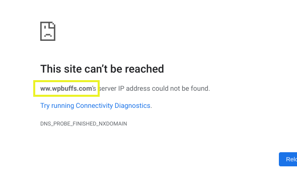 DNS_PROBE_FINISHED_NXDOMAIN