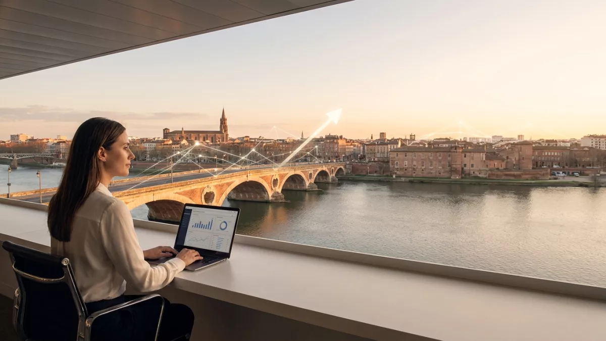 Équipe d'experts en référencement naturel travaillant sur une stratégie digitale dans des bureaux à Toulouse.