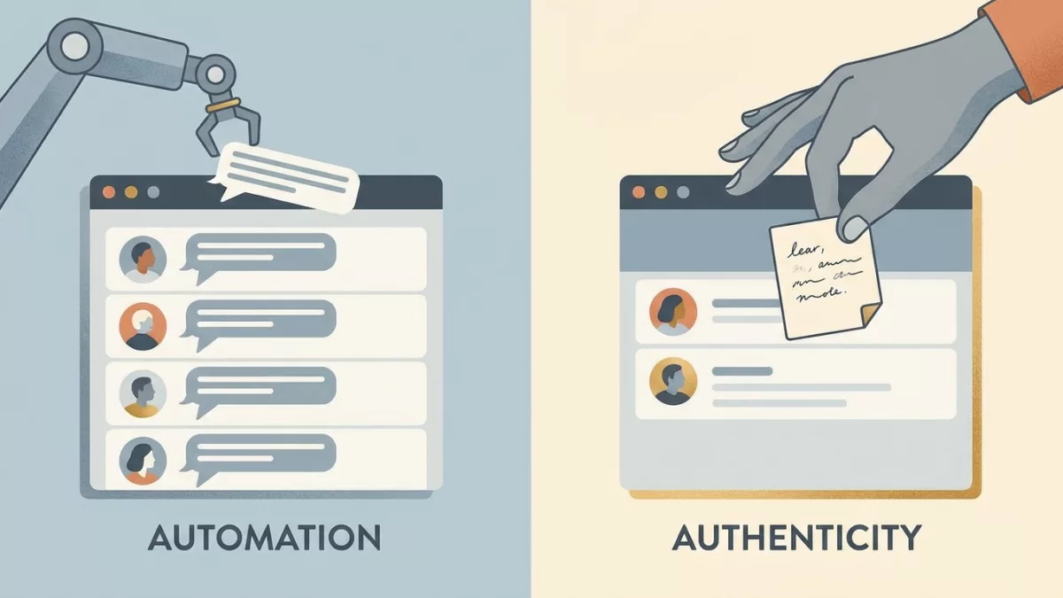 Automatiser excessivement et perdre l'authenticité.