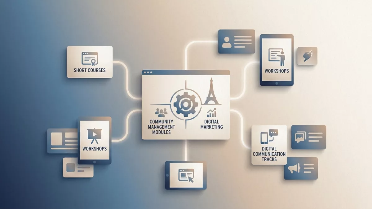 Étudiants suivant des modules de community management dans une école de communication digitale à Toulouse.