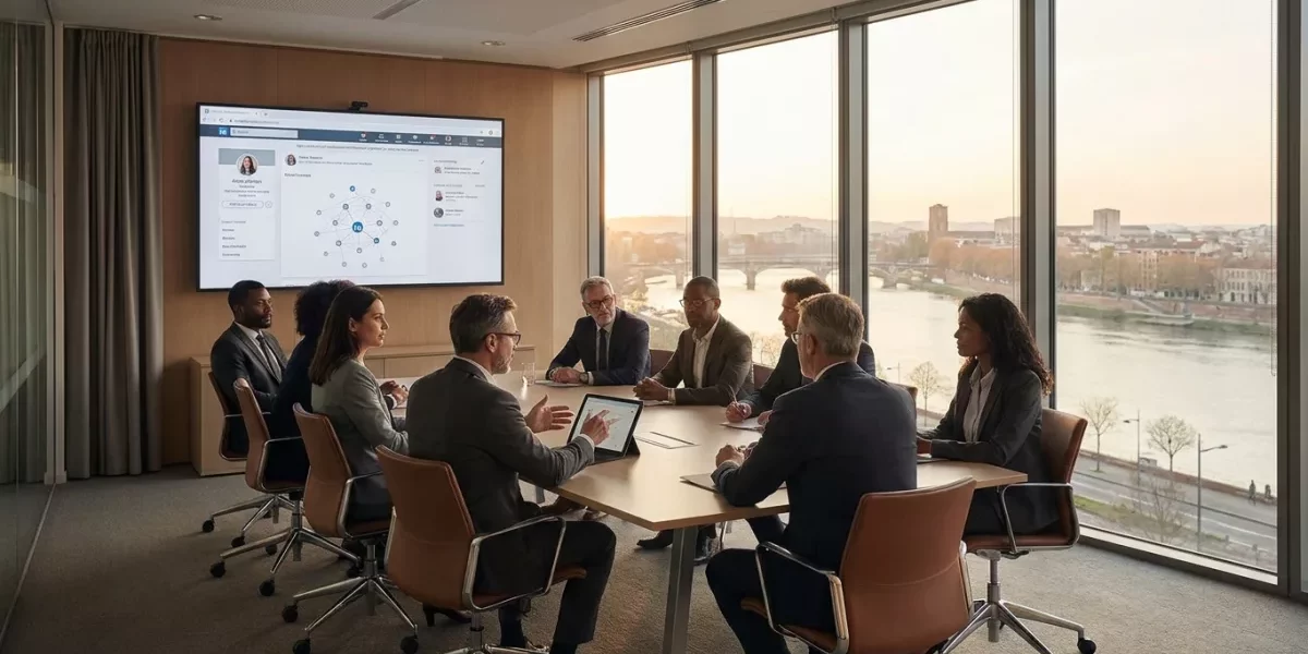 Professionnel gérant une stratégie de community management B2B sur LinkedIn à Toulouse.